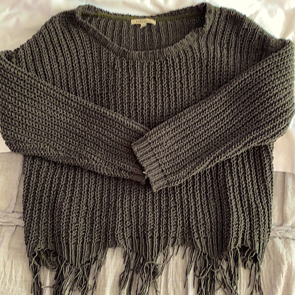 greenish grey cropped sweater from a local boutique!